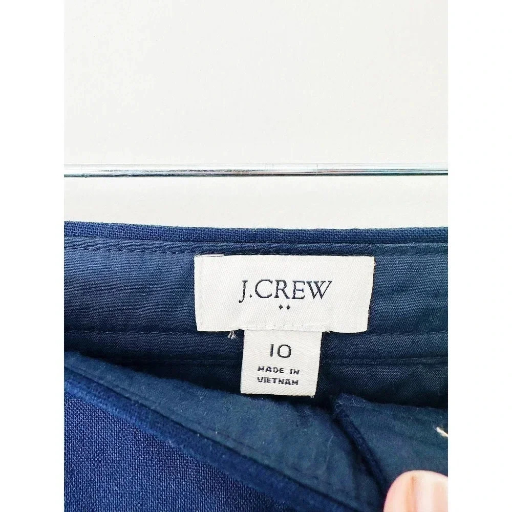 J. Crew Factory Navy Blue Linen Blend Button Front Skirt Size 10 - Picture 6 of 6